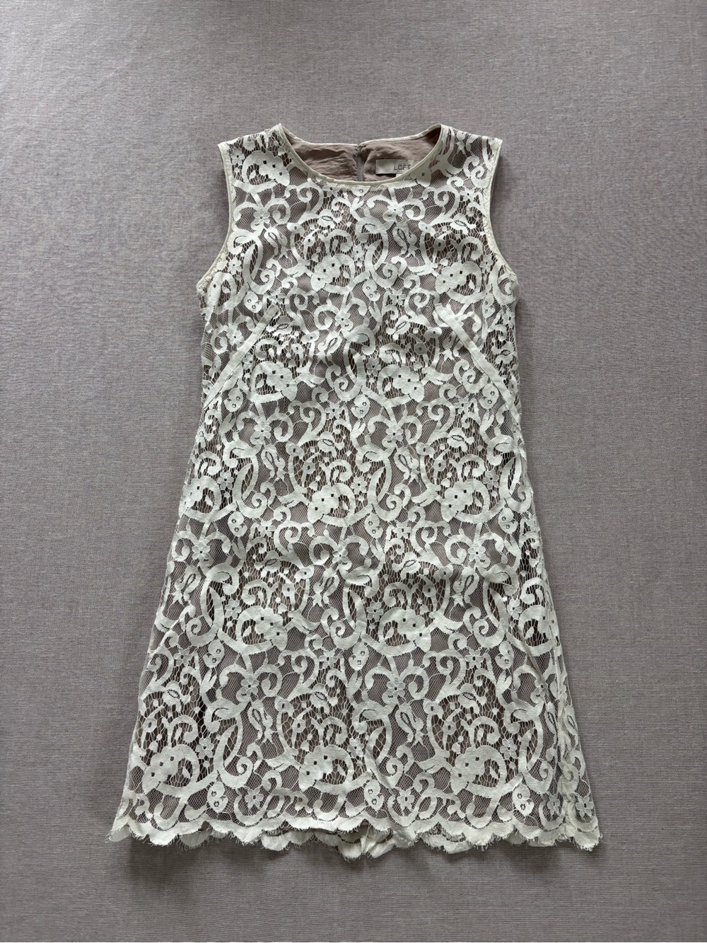 LOFT Cream Lace Overlay Sleeveless Dress